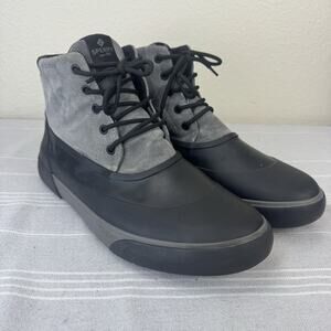 Men’s Sperry Cutwater Deck Boots Waterproof Suede Rubber Insulated Gray Black 12